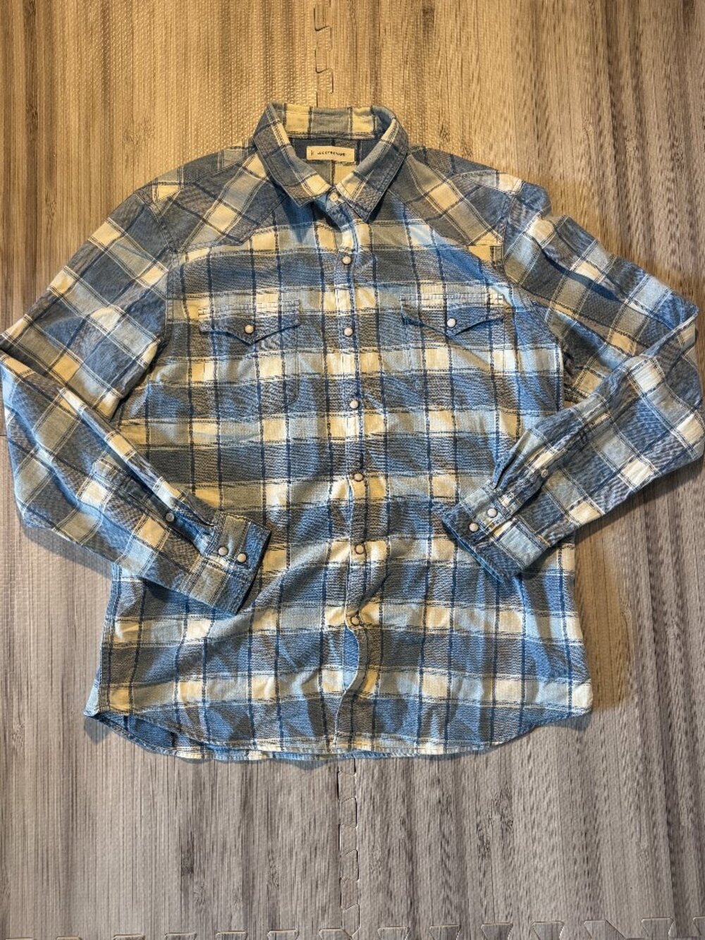 Lucky Brand Men's Indigo Plaid Western Long Sleeve Shirt
